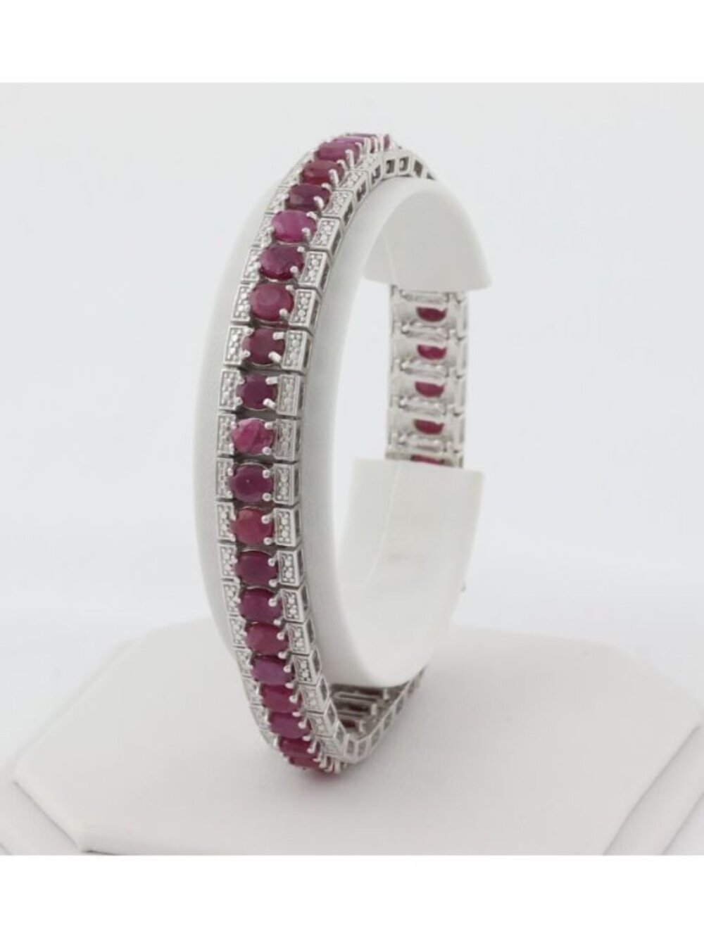 Sterling Silver 12.5 carat Natural Ruby Bracelet Tennis Bracelet 8" inch